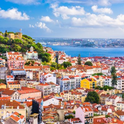 Lisbon,,Portugal,City,Skyline,With,Sao,Jorge,Castle,And,The Lisbon,,Portugal,City,Skyline,With,Sao,Jorge,Castle,And,The